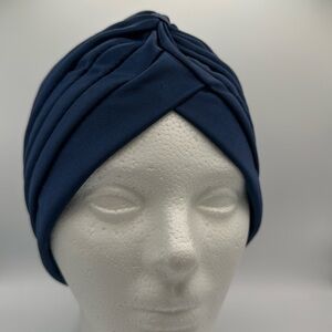 Pleated pretty blue turban head wrap